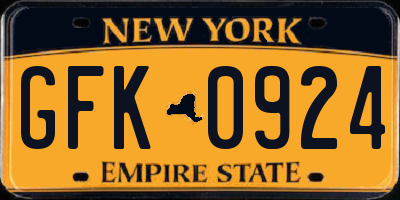 NY license plate GFK0924