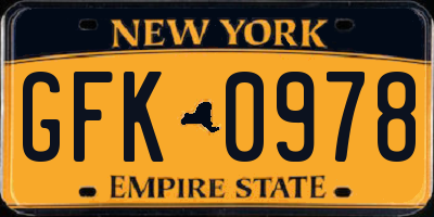NY license plate GFK0978