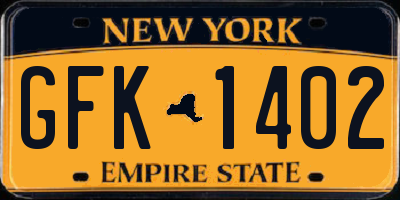 NY license plate GFK1402