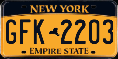NY license plate GFK2203