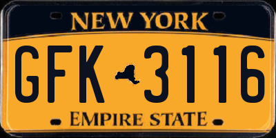 NY license plate GFK3116