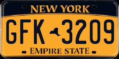 NY license plate GFK3209