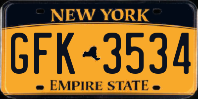 NY license plate GFK3534