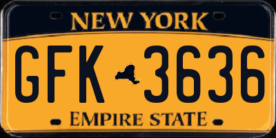 NY license plate GFK3636