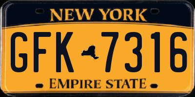 NY license plate GFK7316