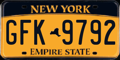 NY license plate GFK9792