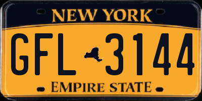 NY license plate GFL3144