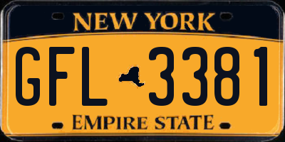 NY license plate GFL3381