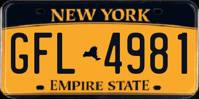 NY license plate GFL4981