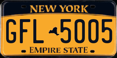 NY license plate GFL5005