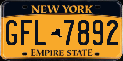 NY license plate GFL7892
