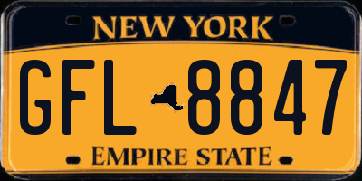 NY license plate GFL8847