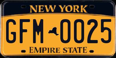 NY license plate GFM0025