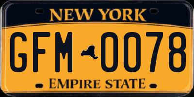 NY license plate GFM0078
