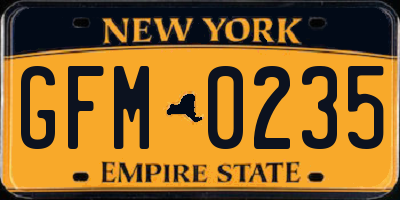 NY license plate GFM0235