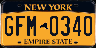 NY license plate GFM0340