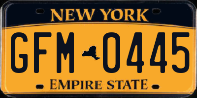 NY license plate GFM0445