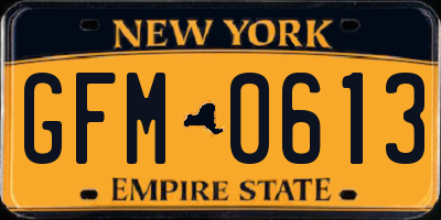 NY license plate GFM0613
