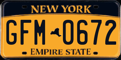 NY license plate GFM0672