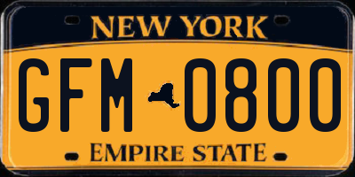 NY license plate GFM0800