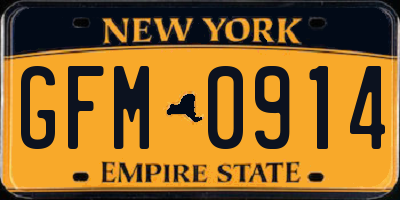 NY license plate GFM0914
