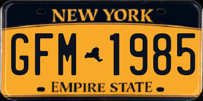 NY license plate GFM1985