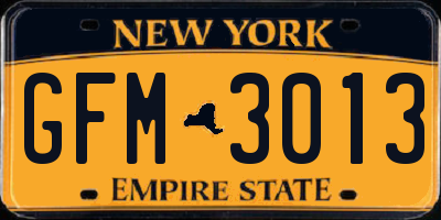 NY license plate GFM3013