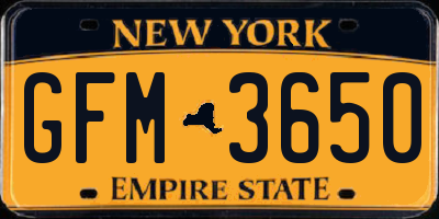 NY license plate GFM3650