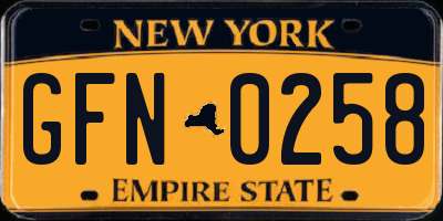 NY license plate GFN0258