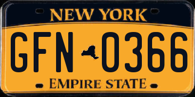 NY license plate GFN0366