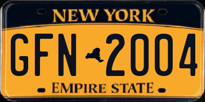 NY license plate GFN2004