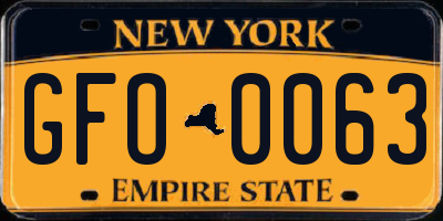 NY license plate GFO0063