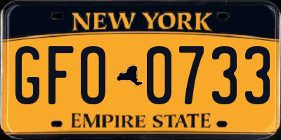 NY license plate GFO0733