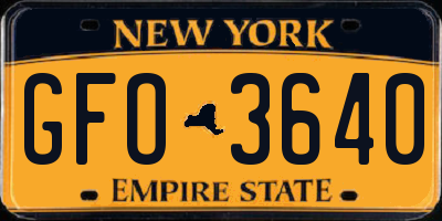 NY license plate GFO3640