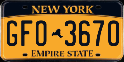 NY license plate GFO3670