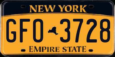 NY license plate GFO3728