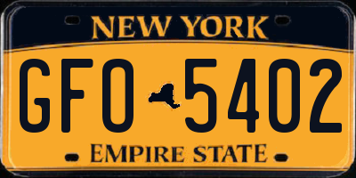 NY license plate GFO5402