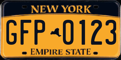 NY license plate GFP0123