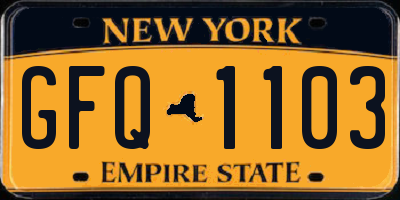 NY license plate GFQ1103