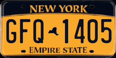 NY license plate GFQ1405