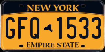 NY license plate GFQ1533