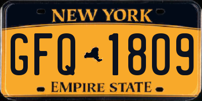 NY license plate GFQ1809