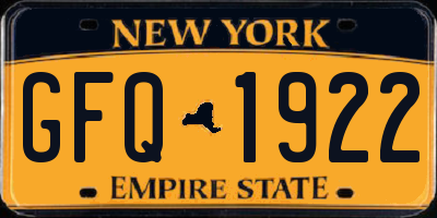 NY license plate GFQ1922