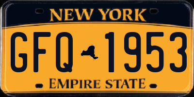 NY license plate GFQ1953