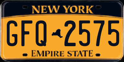NY license plate GFQ2575