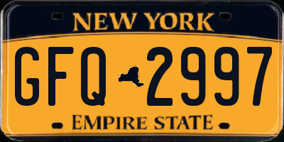 NY license plate GFQ2997