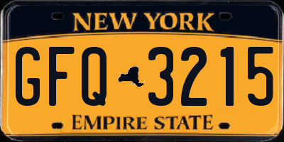 NY license plate GFQ3215