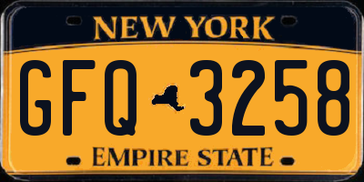 NY license plate GFQ3258