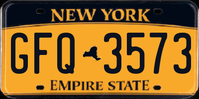 NY license plate GFQ3573