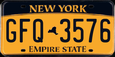 NY license plate GFQ3576